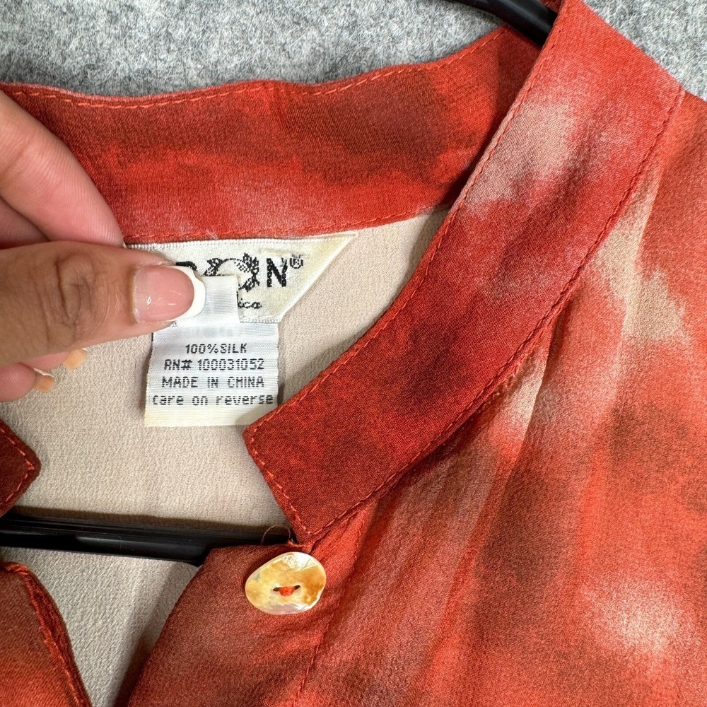 Citron Santa Monica Tunic Top Kimono Shirt Button Up Floral Silk Womens M - Picture 8 of 9
